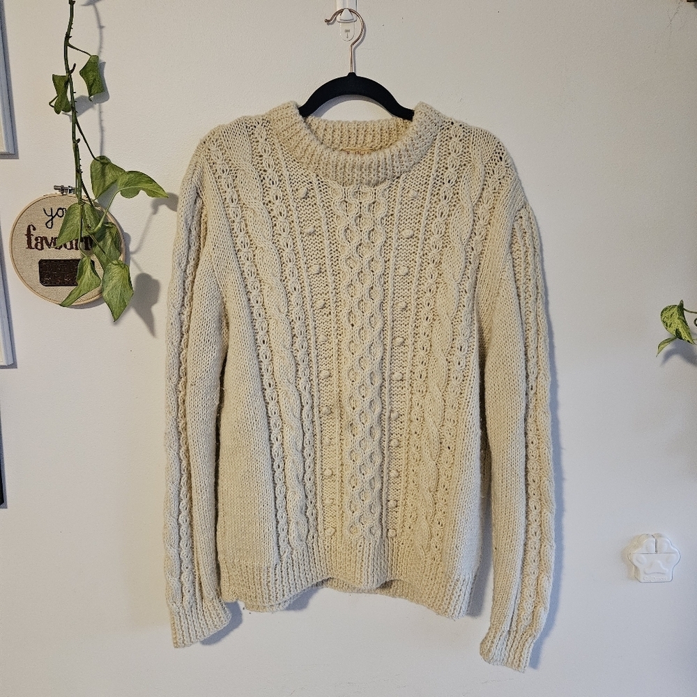 Hand Knit Cream Oversized Sweater